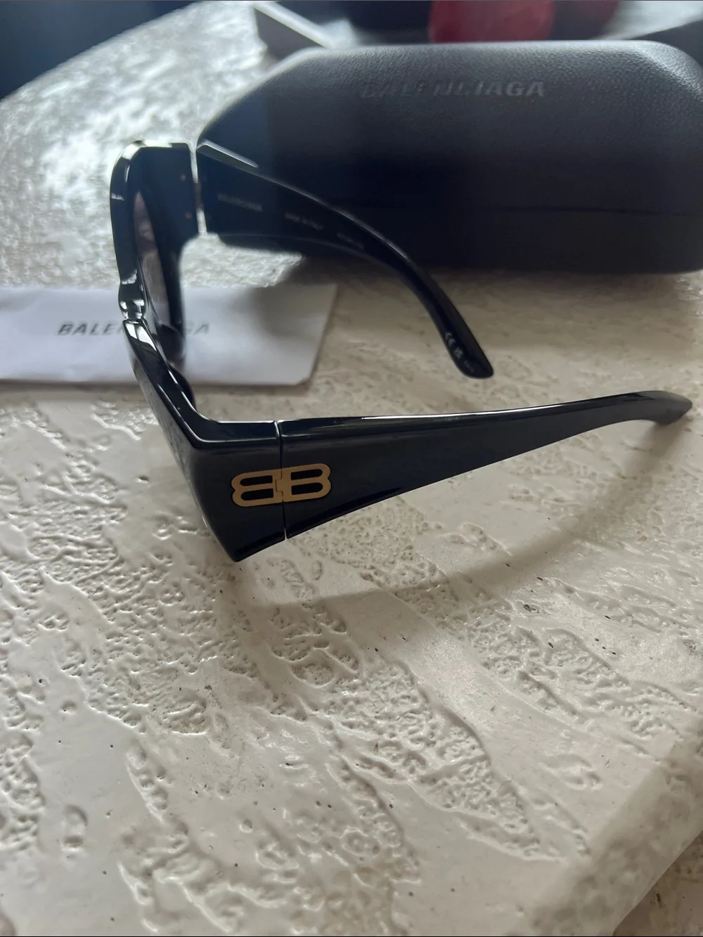 Balenciaga Black Cat-Eye Sunglasses with Dark Lenses